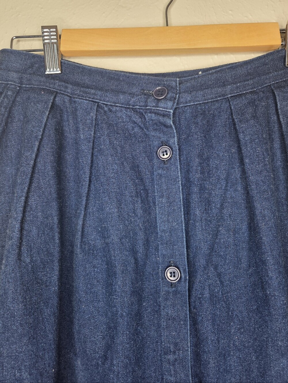 Vintage 90s Wrangler Dark Wash Button Front Denim Midi Skirt 100% Cotton Western - Picture 2 of 8